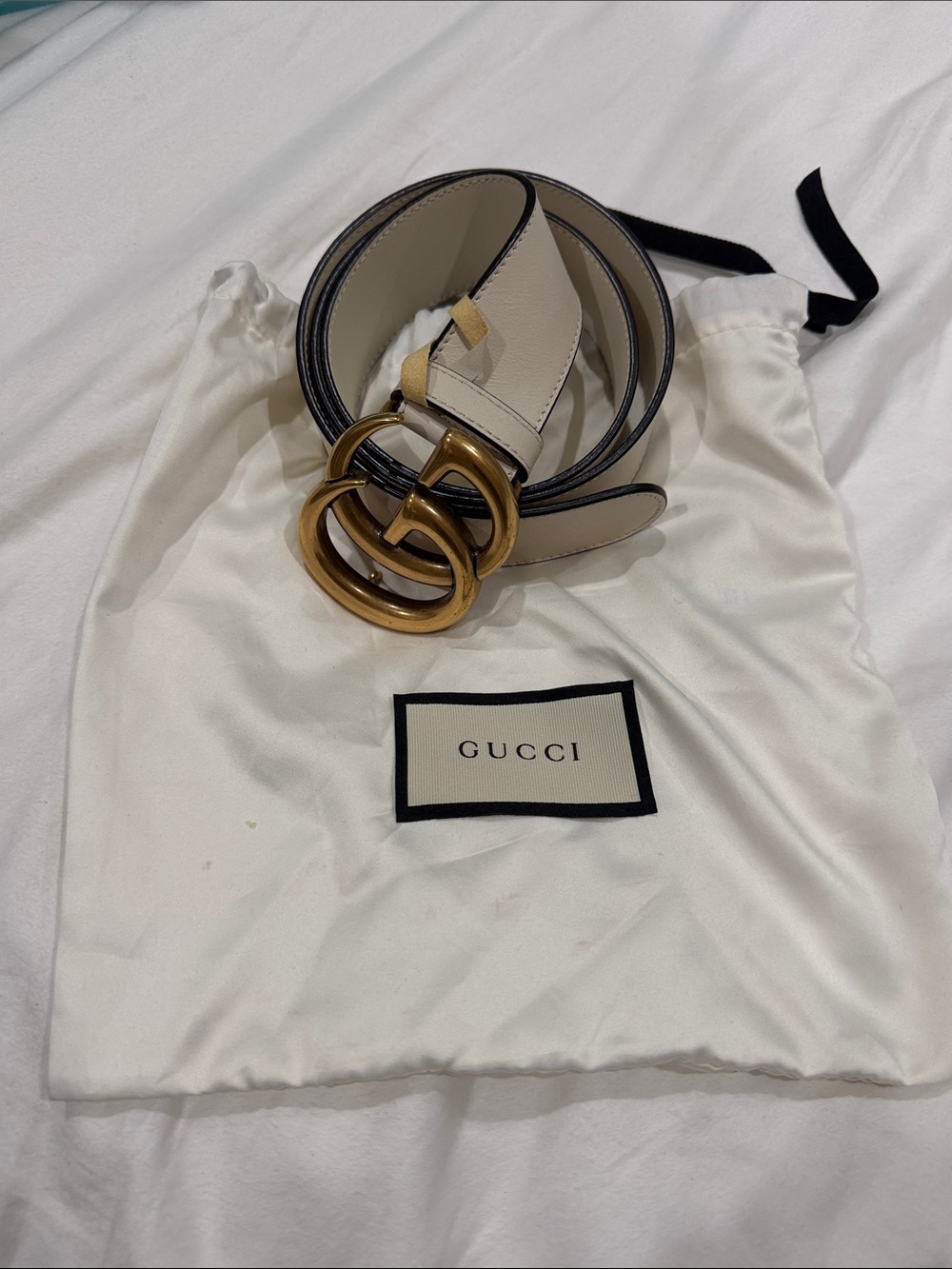 Gucci Leather Belt with Gold Double G Buckle